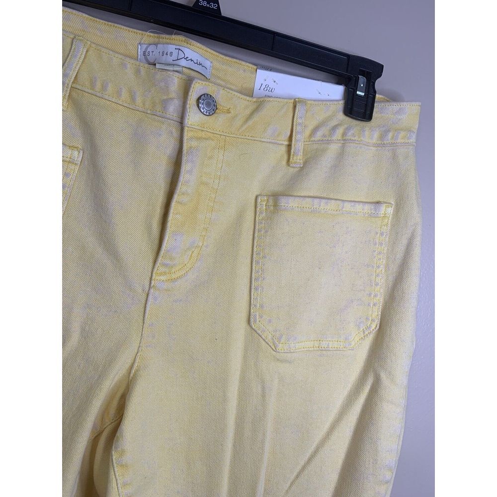 Cato Womens 18W Yellow Jeans Distressed Aged Flared New With Tags